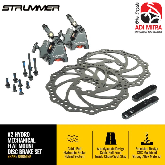 Jual Strummer V2 Road Hydraulic Mechanical Disc Brake Flat Mount Rem ...