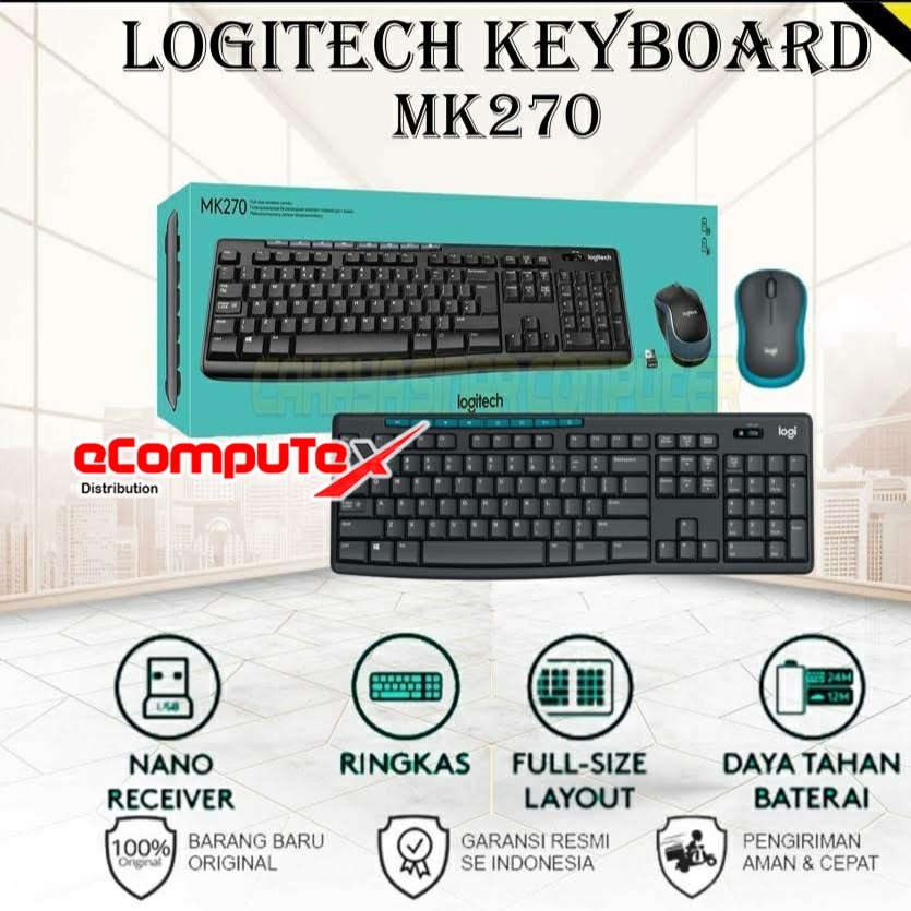 Jual KEYBOARD MOUSE LOGITECH MK270 / MK 270 WIRELESS COMBO FULL SIZE ...