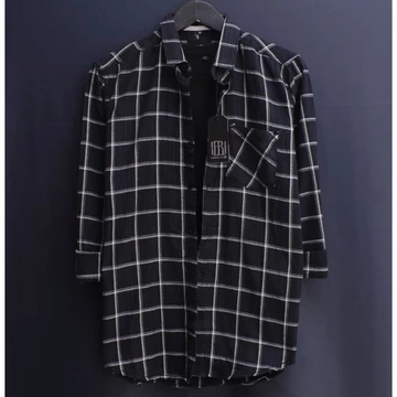 Pengiriman Cepat Kemeja Flanel Motif Kotak Coklat Lengan Panjang Pria Kualitas Import
