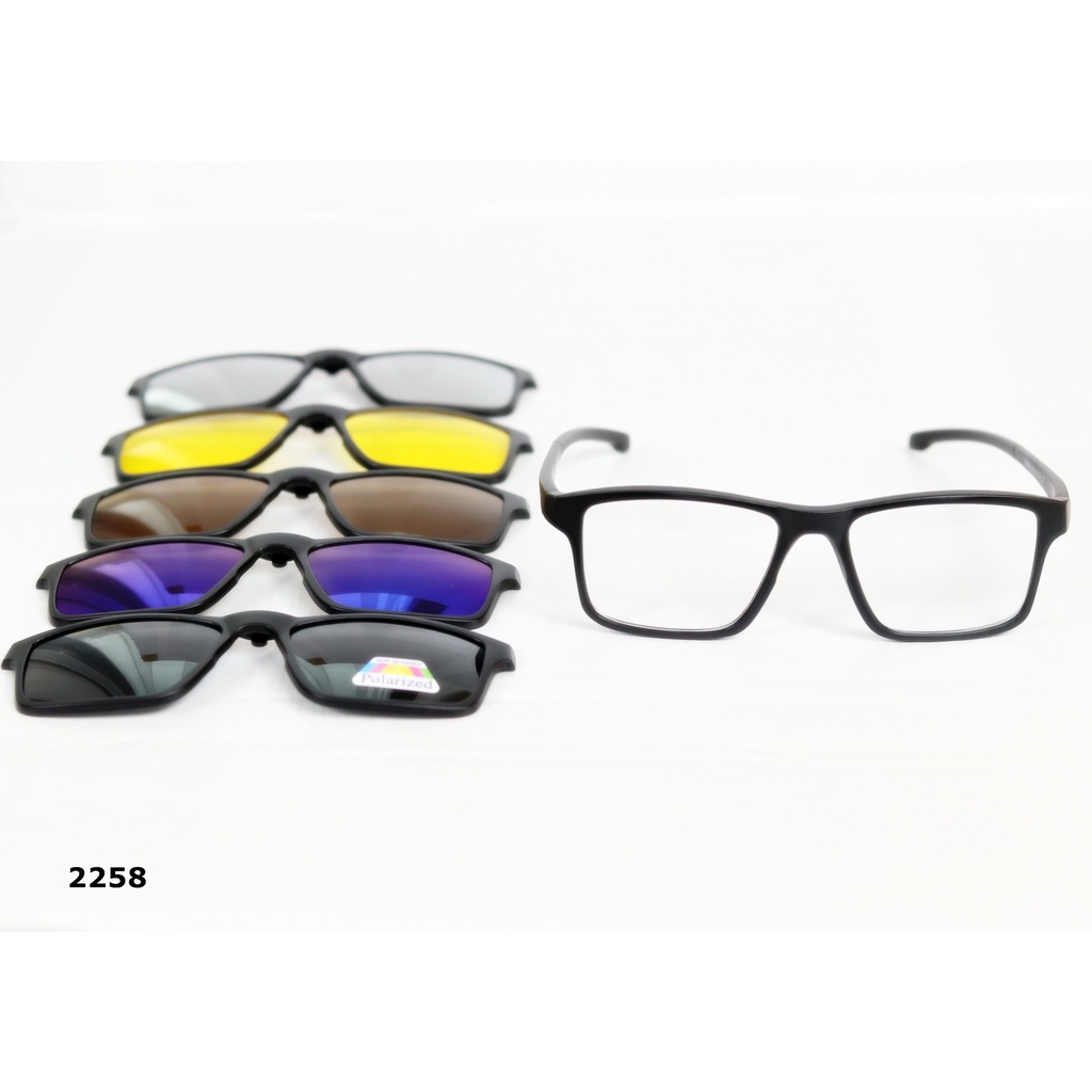 Jual READY COD - Frame Kacamata Sunglass Clip On 2258 Free 5 Lens ...