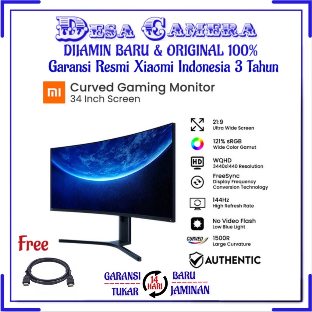 Jual Xiaomi Mi Monitor Gaming CURVED 34 Inch 144Hz Garansi Resmi ...