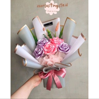 Jual Single Flower Bouquet - Buket Bunga Simple - Merah Muda