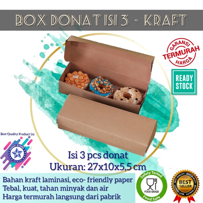 Jual [Tempat Roti] Box Donat Isi 3/ Dus Kue Bolu/Brownies Polos ...