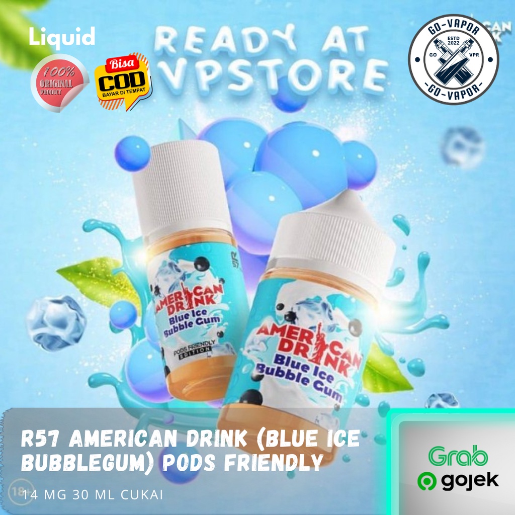 Jual R57 American Drink Blue Ice Bubblegum Pods Friendly 30ml Cukai