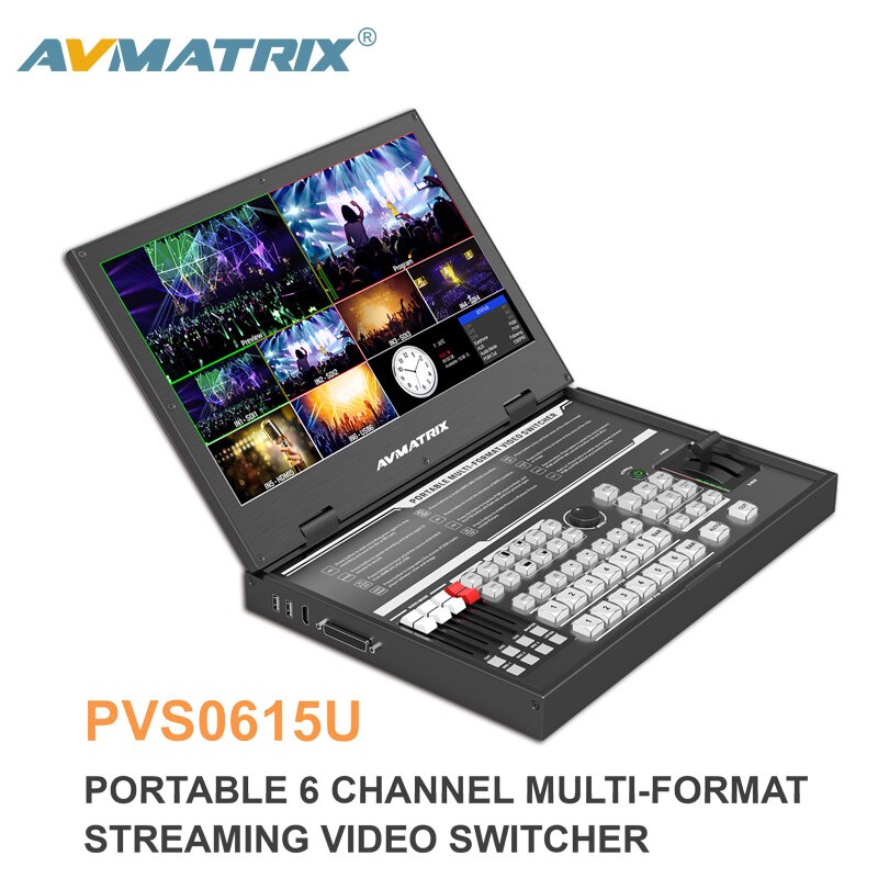 Commutateur Vidéo AVMATRIX PVS0615U – 15.6 Pouces, 6 Canaux, USB Capture, T-Bar