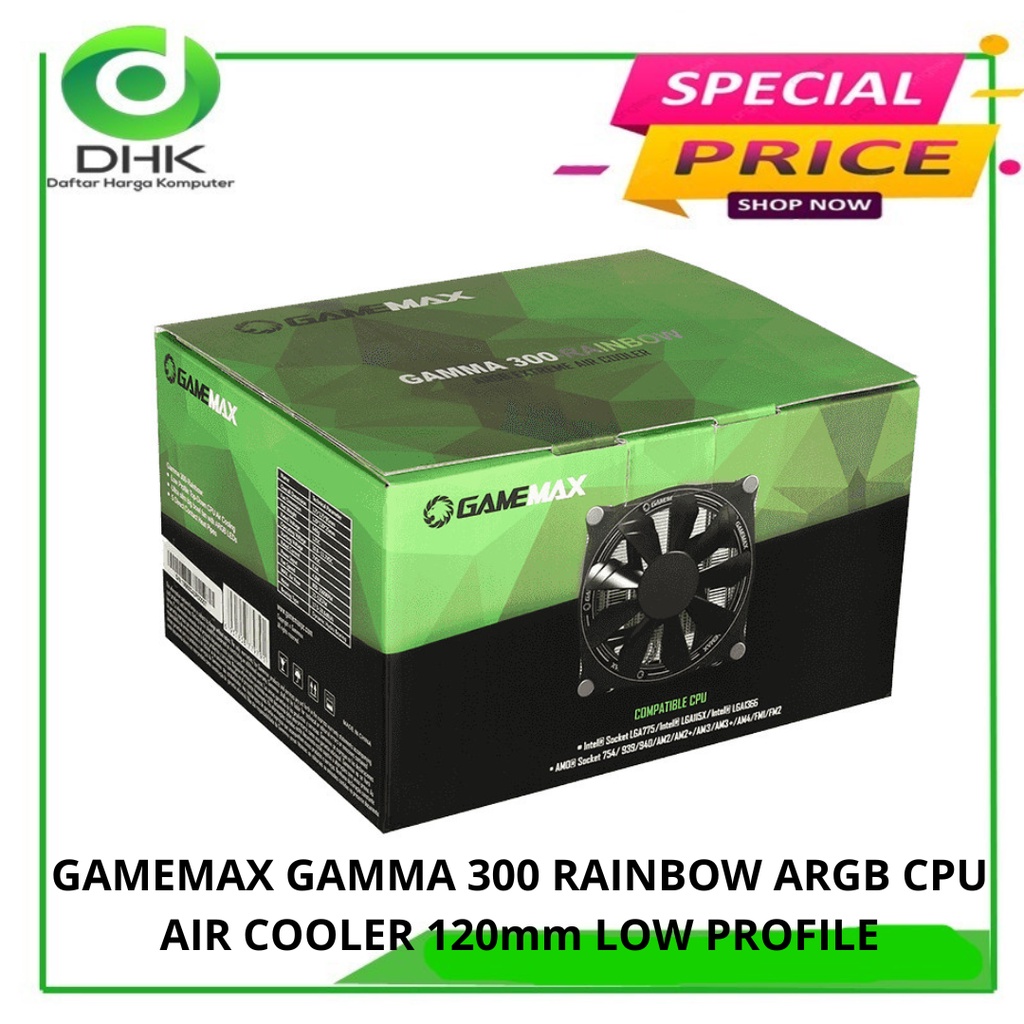 Jual GAMEMAX GAMMA 300 RAINBOW ARGB CPU AIR COOLER 120mm LOW PROFILE