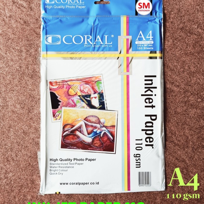 Jual Terlaris Kertas Injet Paper 110 Gsm Ukuran A4 Merk Coral (100 ...