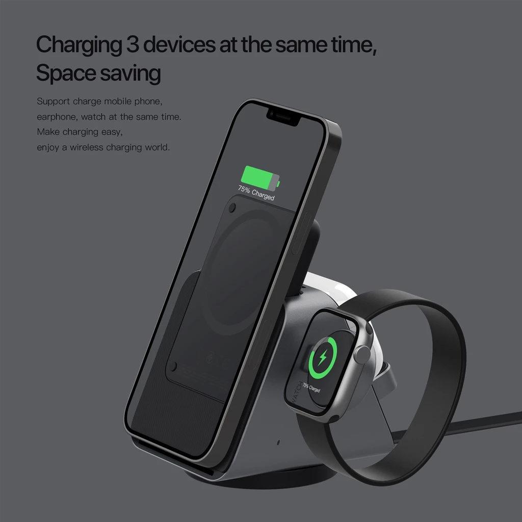 KiiP Wireless EW50S Magsafe Powerbank Wireless Charging Base 3in1 PD Fast Charging