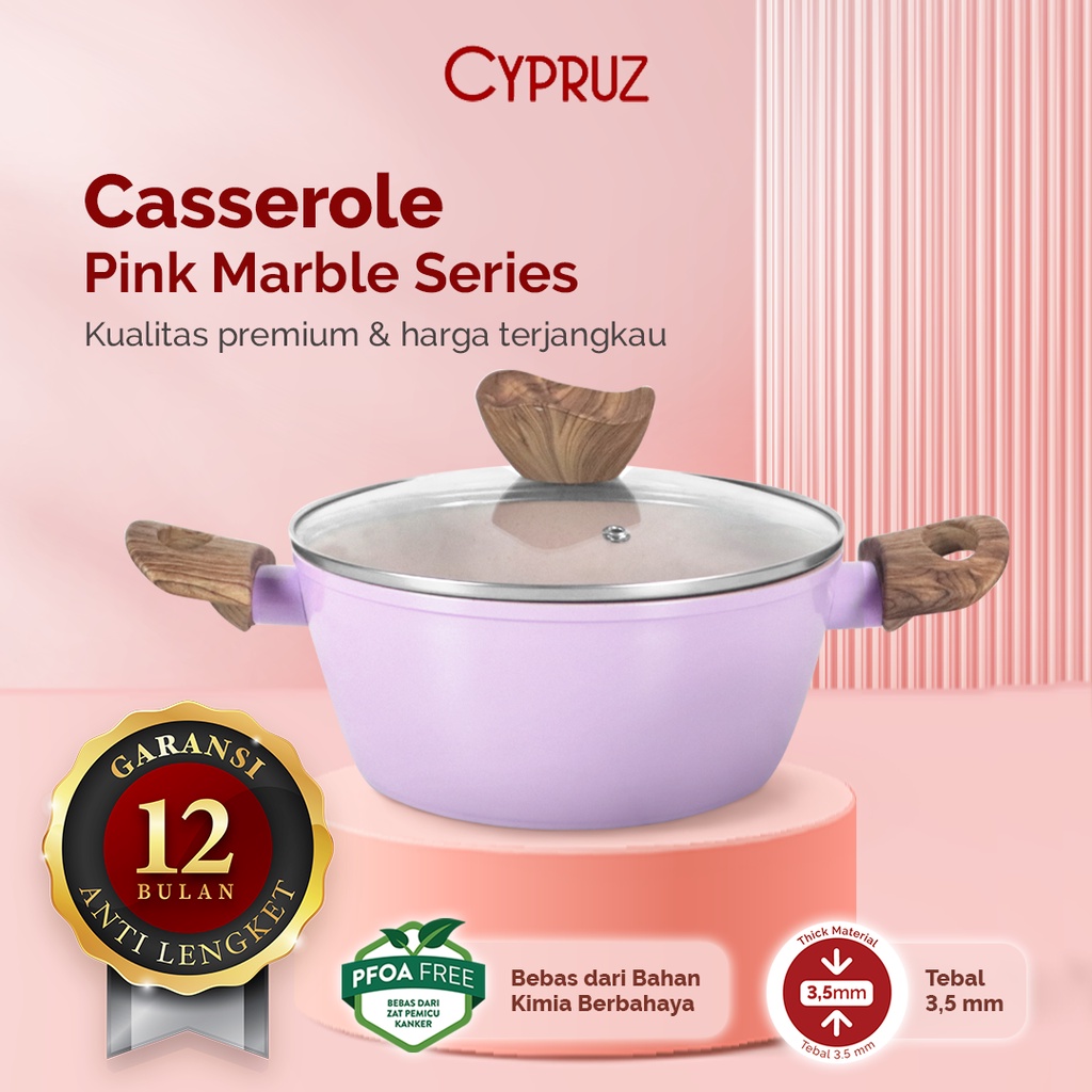 Jual Cypruz Color Marble Panci Anti Lengket Tutup Casserole Pan W Lid Cm Shopee Indonesia