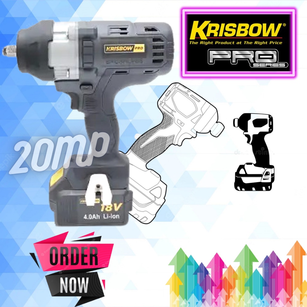Jual Bor Listrik Impact Cordles Krisbow CORDLESS IMPACT WRENCH 18V