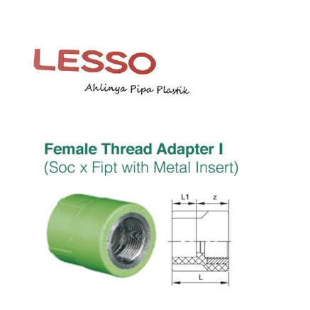 Jual Female Thread Adaptor I Merk PPR-LESSO - 1/2