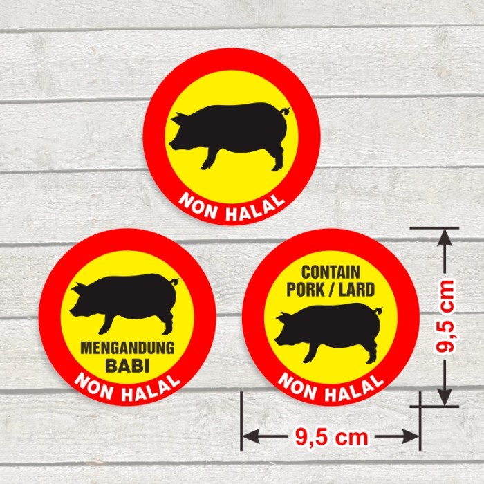 Jual Sticker Sign Non Halal Stiker Contain Pork Lard Mengandung Babi 9