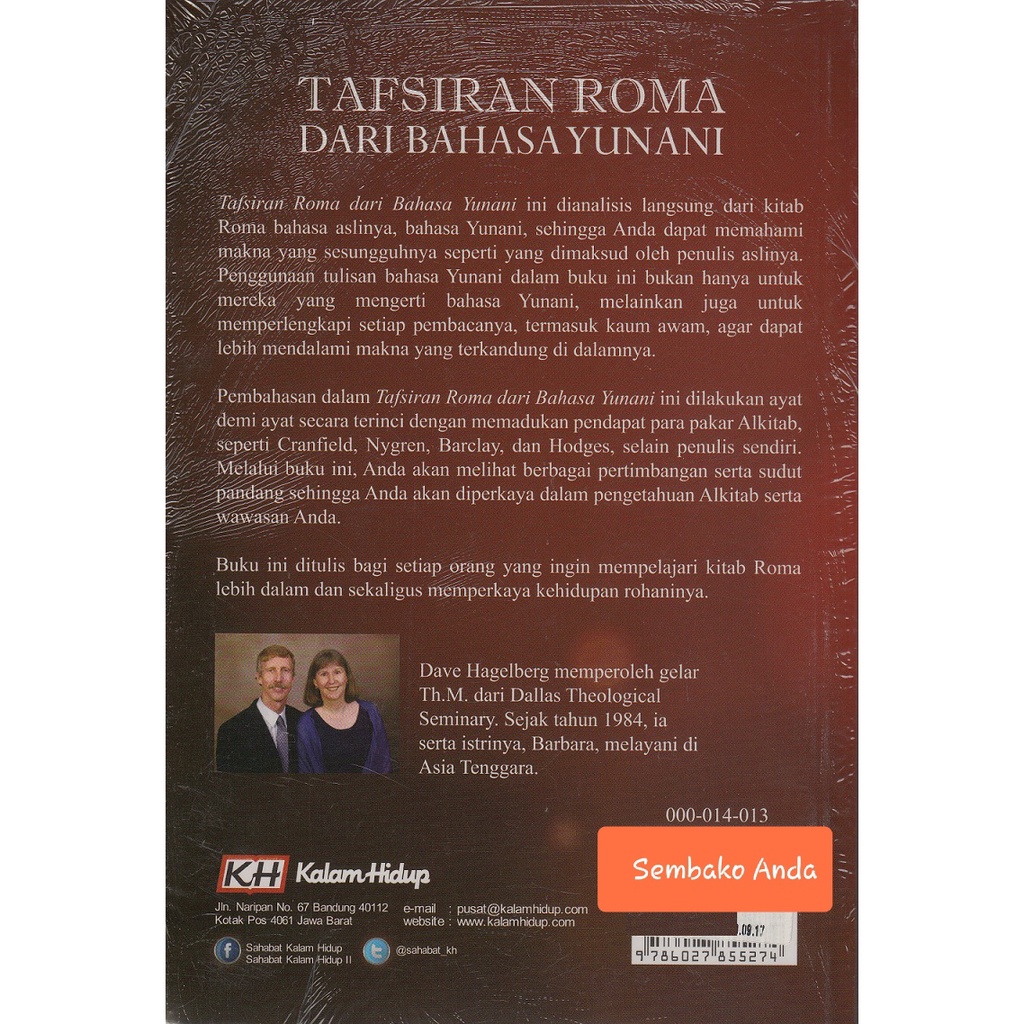Jual Tafsiran Surat Roma Dari Bahasa Yunani. Dave Hagelberg. Tafsiran ...