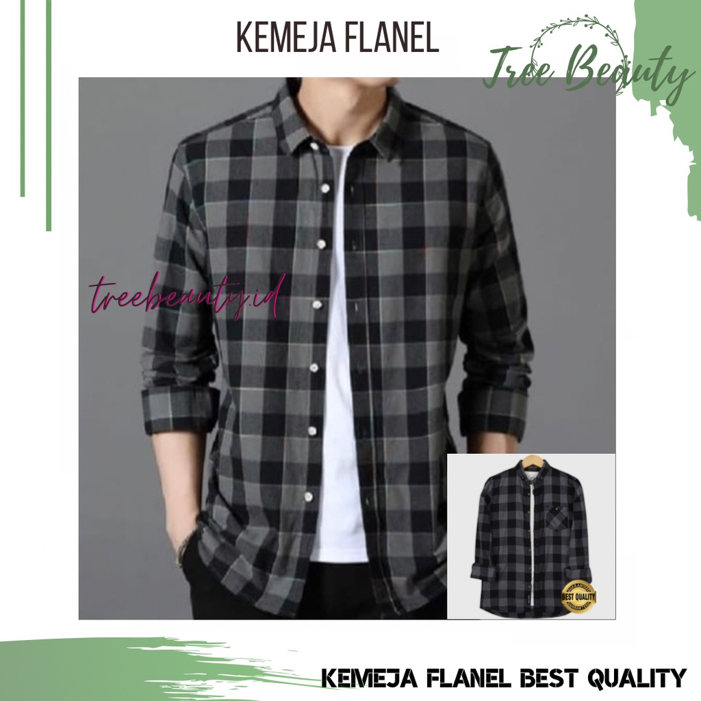 Jual Kemeja Flanel Impor Pria Kualitas Premium Lengan Panjang Unisex Hem Flannel Baju Flanel