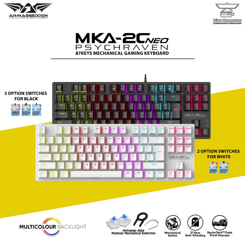 Jual Keyboard Gaming Mechanical Armaggeddon MKA-2C NEO Psychraven TKL ...