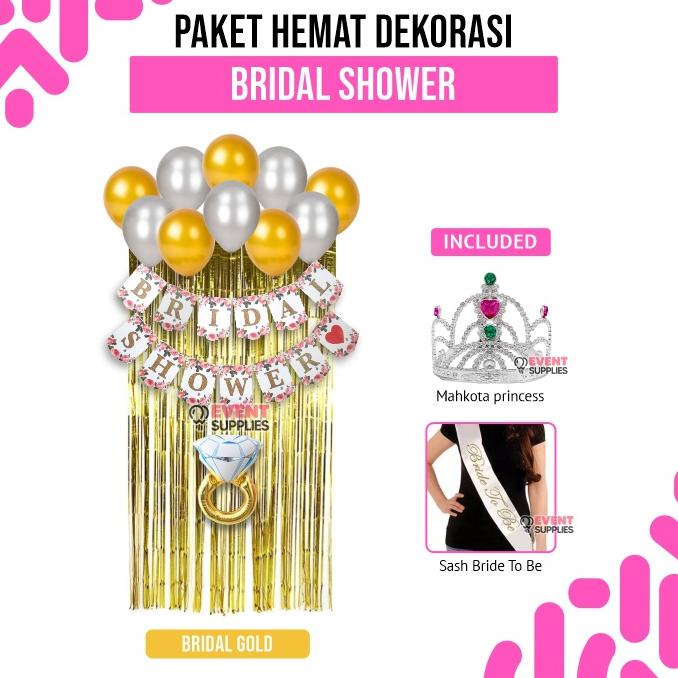 Jual Paket Dekorasi Bridal Shower Plus Mahkota Dan Selempang Bride To