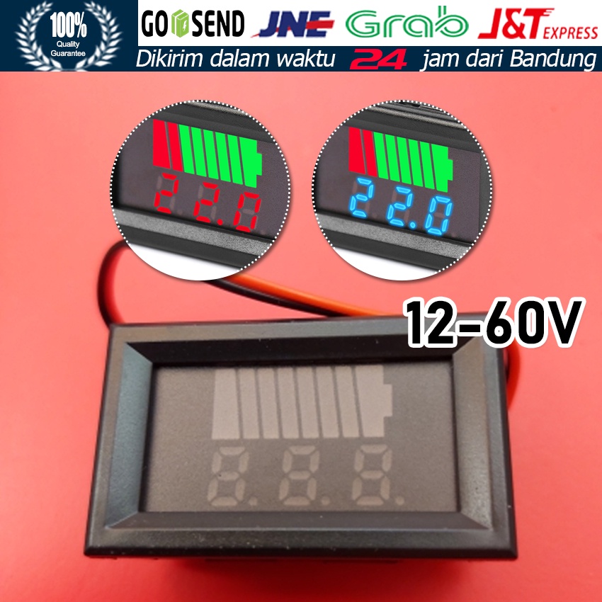 Jual 12V - 60V Voltmeter Indikator Kapasitas Aki / Mobil Indikator