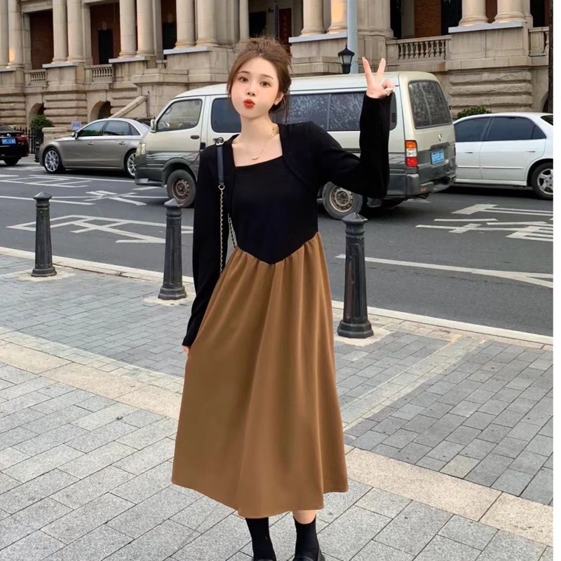 Susana ID Twotone Longsleeve Knit Dress D140