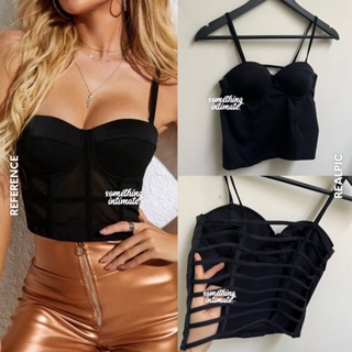 Date Night Pick Tan Vegan Leather Bustier Strapless Crop Top