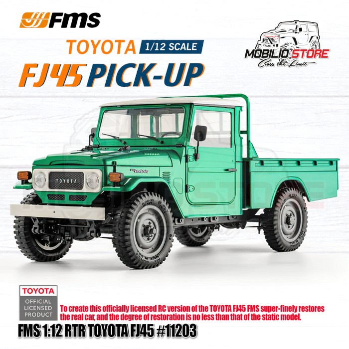 Jual FMS Toyota FJ45 Pickup Truck RTR Green 11203 Official Licensed
