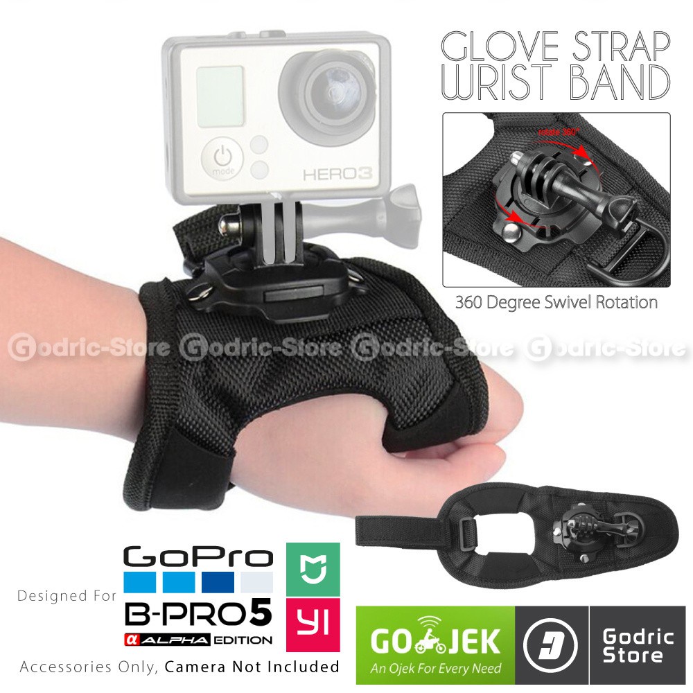 Jual Action Cam 360 Glove Hand Strap for GOPRO HERO / XIAOMI YI / BRICA ...