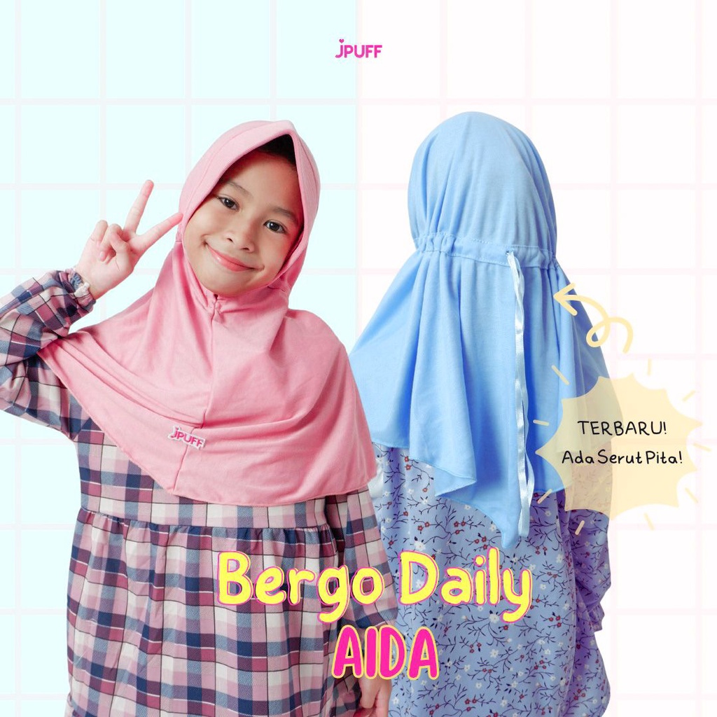 Jual JPUFF AIDA BERGO ANAK PEREMPUAN POLOS | HIJAB INSTAN SEKOLAH CEWEK ...