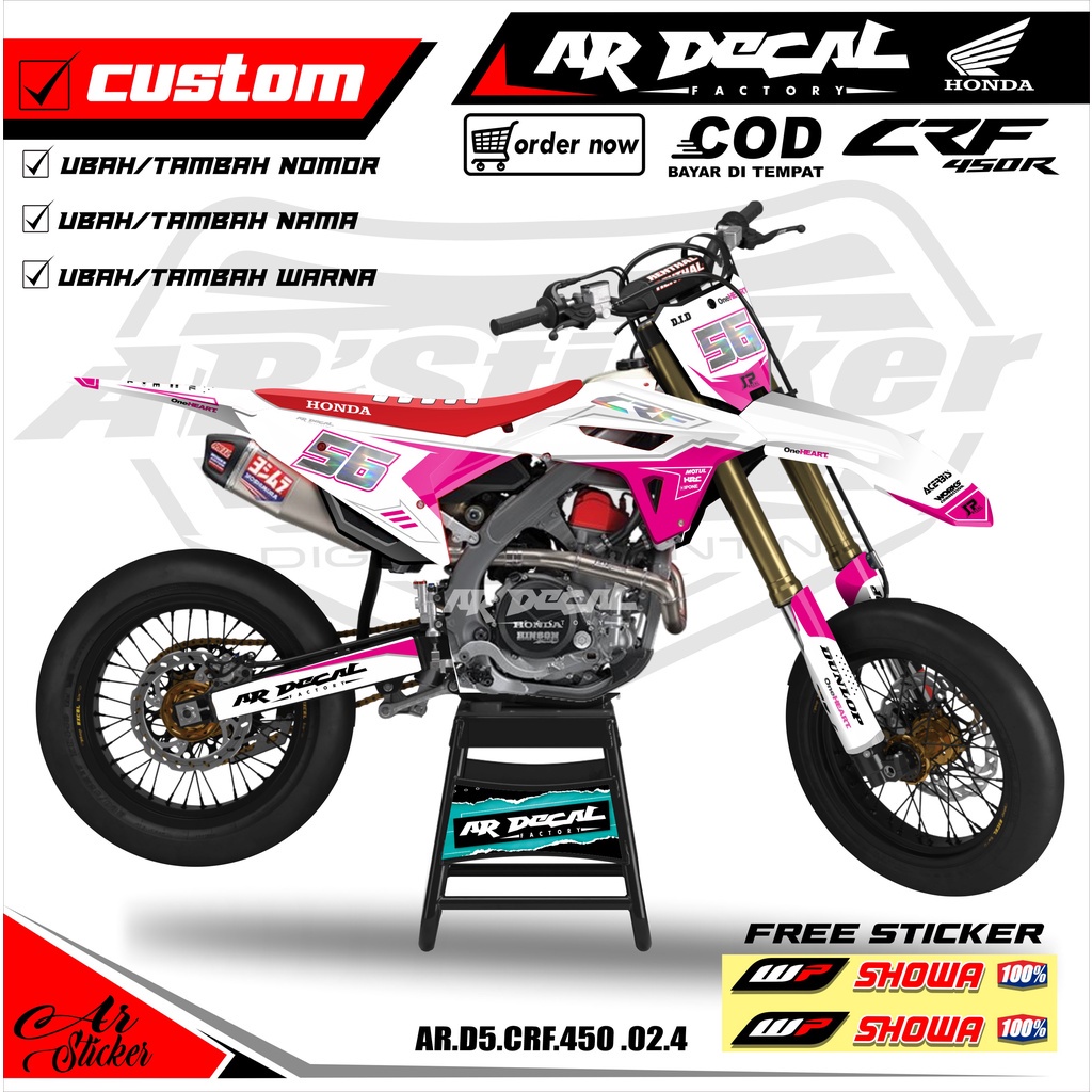 Sticker Dekal CRF 450 Fullbody Stiker motor keren variasi CRF 450 Supermoto  Custom Desain AR-002