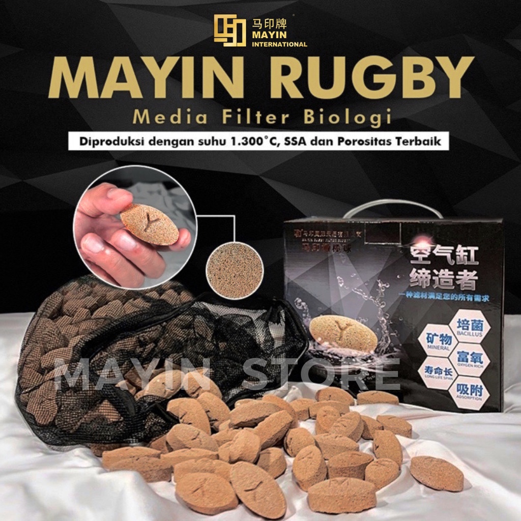 Jual MAYIN Rugby 3kg Media Filter Biologis Rumah Bakteri Aquarium ...