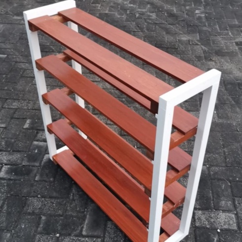 Jual Rak Spatu sandal / rak display / rak serbaguna bahan kayu solid 4 ...