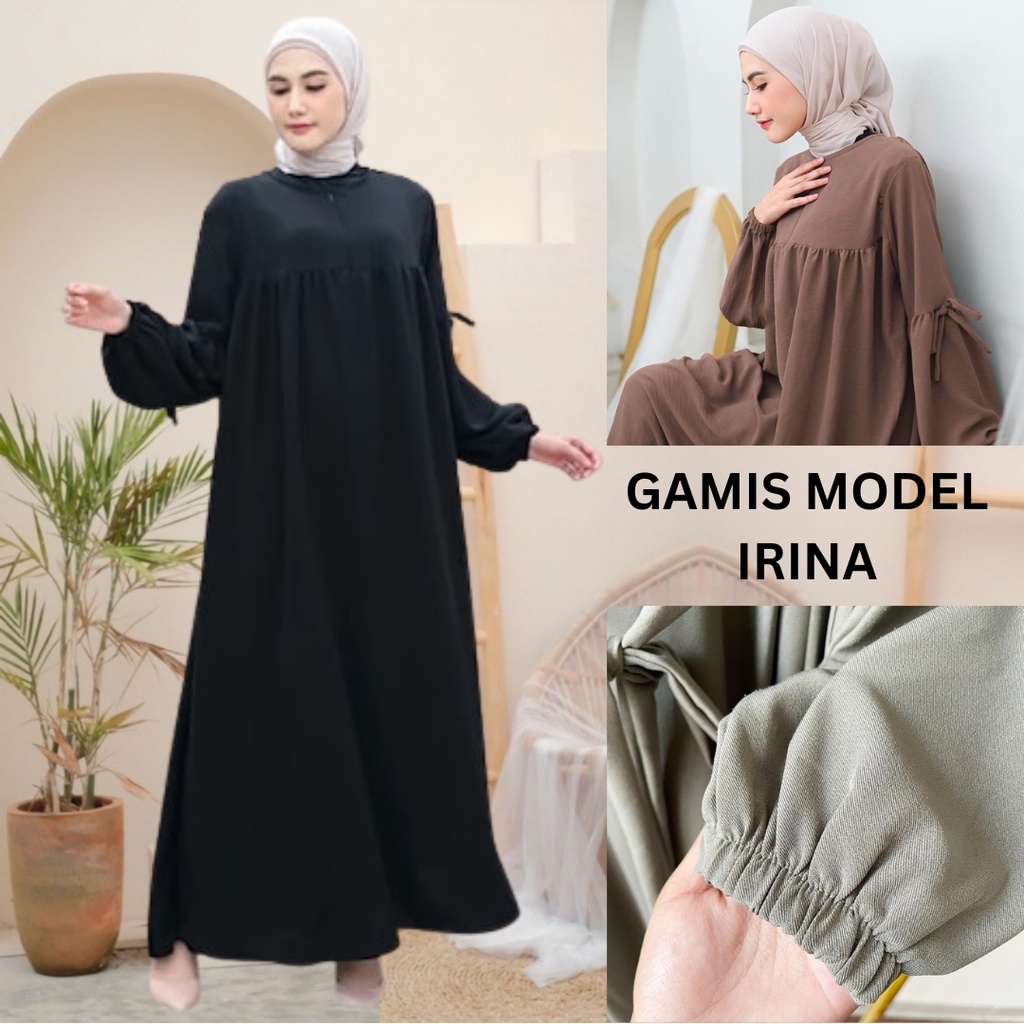 Jual Cod Model Gamis Terbaru 2023 Hitam Polos Simpel Modern Remaja Dress Eticha Wanita Muslim 3269