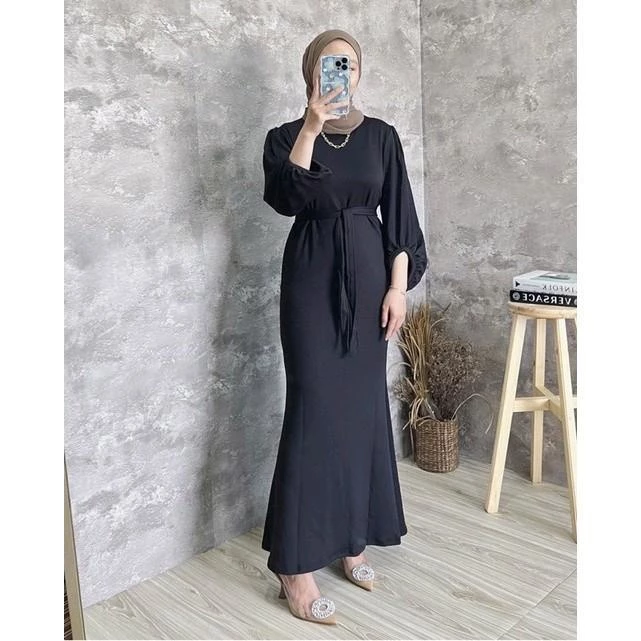Gamis Azura Rib Knit Premium Wanita tampilan depan