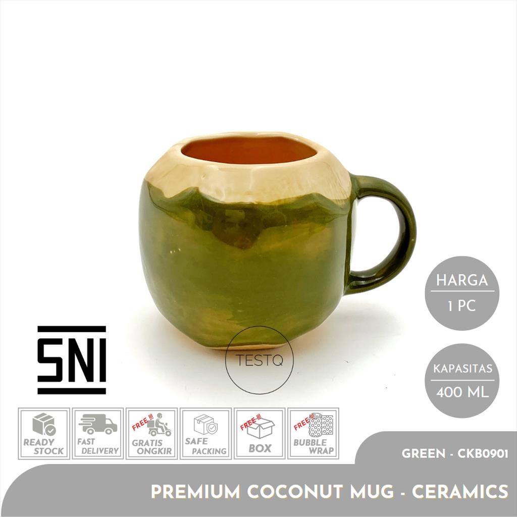 Jual Cangkir Keramik Coconut Bulat 385 Ml Premium Gelas Mug Bentuk