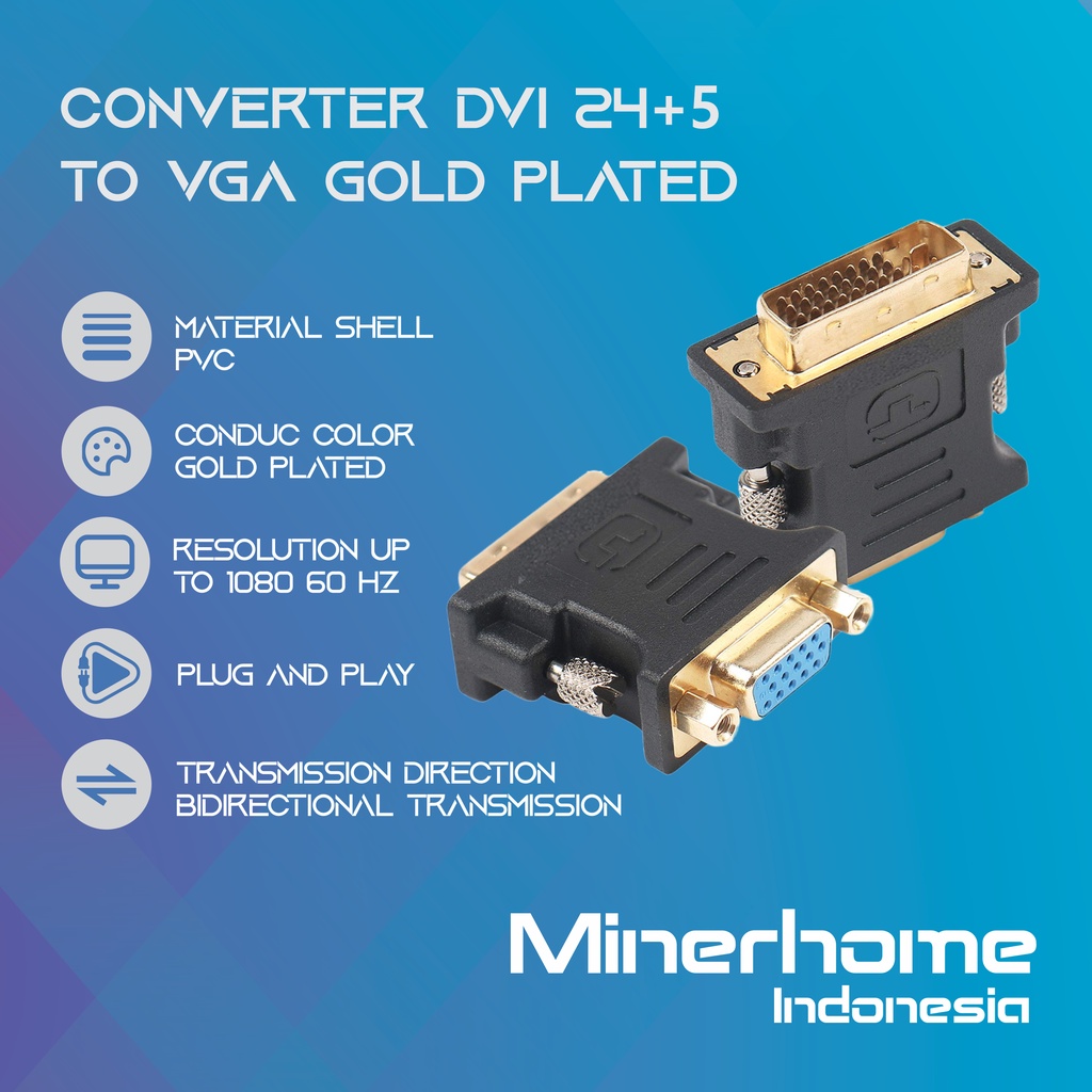 Jual Converter Dvi 24 5 To Vga Gold Plated Shopee Indonesia