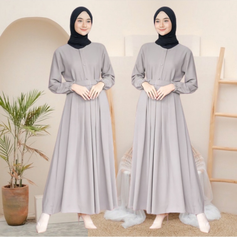 Jual Cod Model Gamis Terbaru 2023 Hitam Polos Simpel Modern Remaja Dress Eticha Wanita Muslim 6693