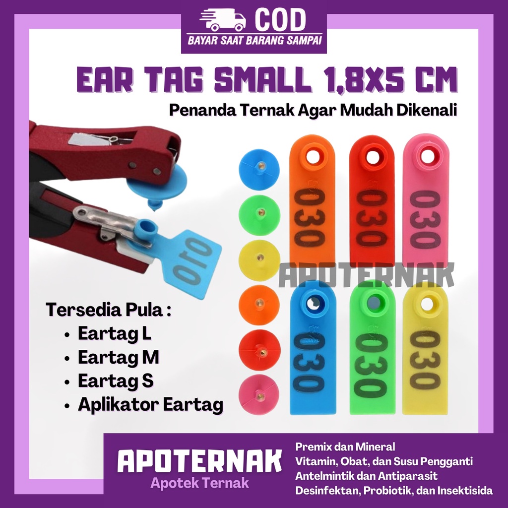 Jual EAR TAG 1,8x5 cm @100 pcs | Anting Nomor Penanda Ternak Sapi ...