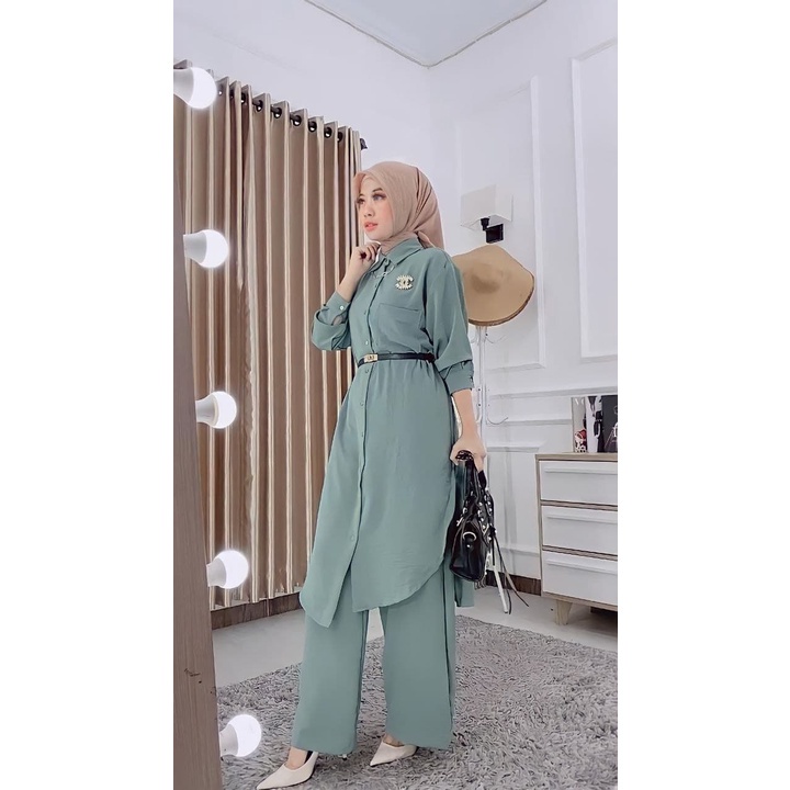 Jual Cod New Set Long Tunik Sabrina Setelan Baju Tunik Dan Celana Wanita Ready Ukuran