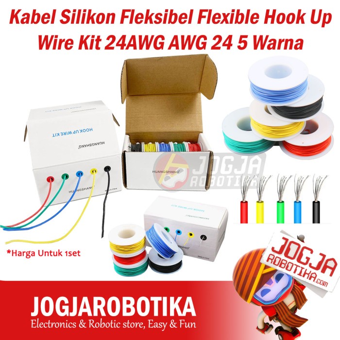 Jual Kabel Silikon Fleksibel Flexible Hook Up Wire Kit 24AWG AWG 24 5 Warna