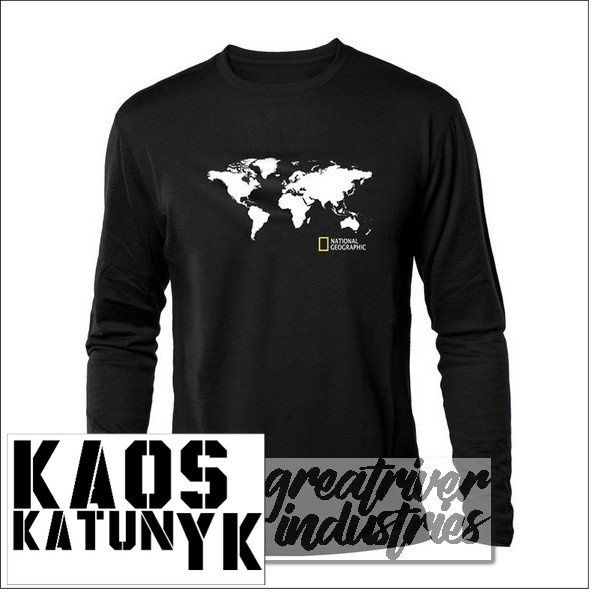 Jual kaos distro national geographic peta dunia ( lengan panjang ...