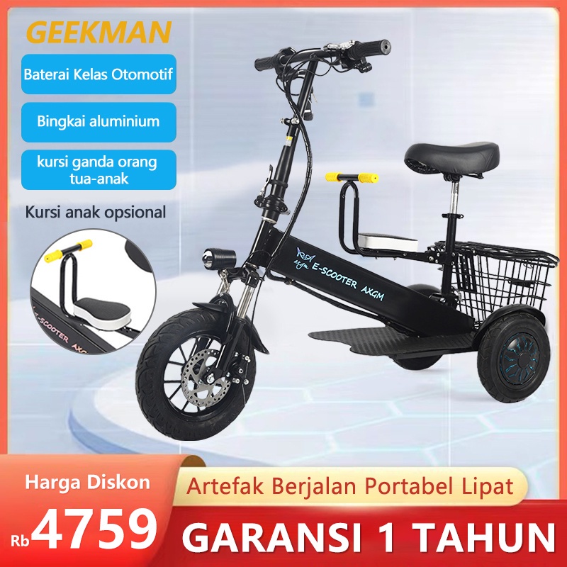 Jual Sepeda Listrik Roda 3 Tiga Dewasa Baterai Lithium 36v8ah Awet 30km ...