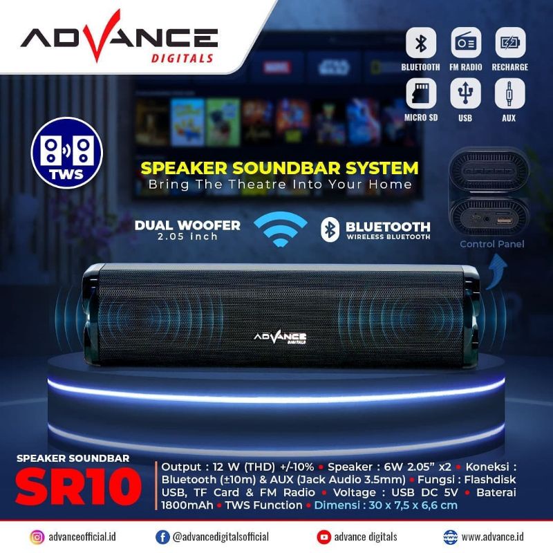 Jual Speaker Soundbar Portable Bluetooth SR 10 Advance Shopee Indonesia