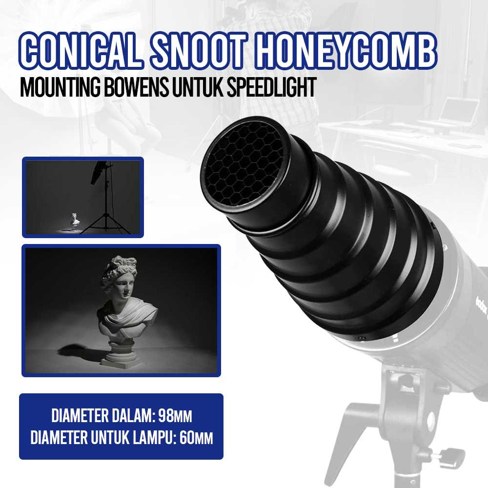 Jual [COD] Bowens Mount Conical Snoot Honeycomb for Speedlight ...