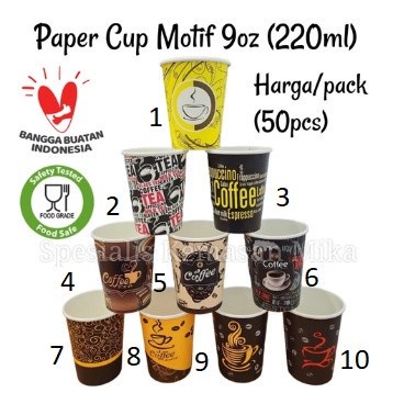 Jual Hot Paper Cup Motif / Gelas Kertas Motif 9 Oz 220ml Tnpa Penutup ...