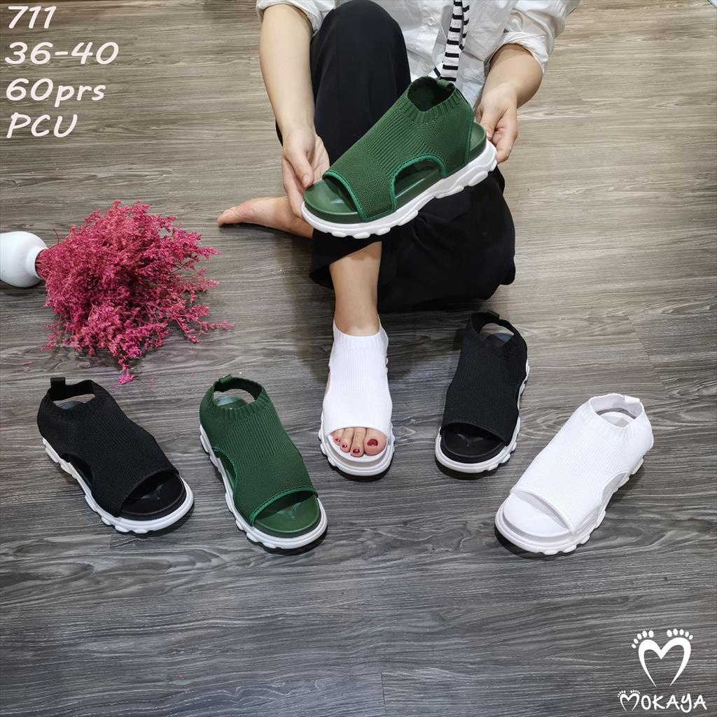 Jual Sandal Sepatu Wedges Korea Wanita Ban Kain Platform Tebal Super ...
