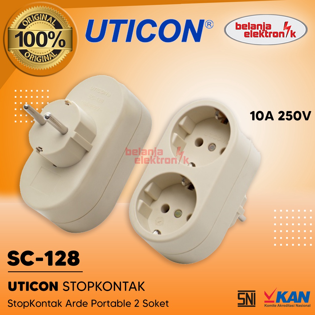 Jual UTICON SC-128 STOP KONTAK STEKER ARDE 2 SOKET | Shopee Indonesia