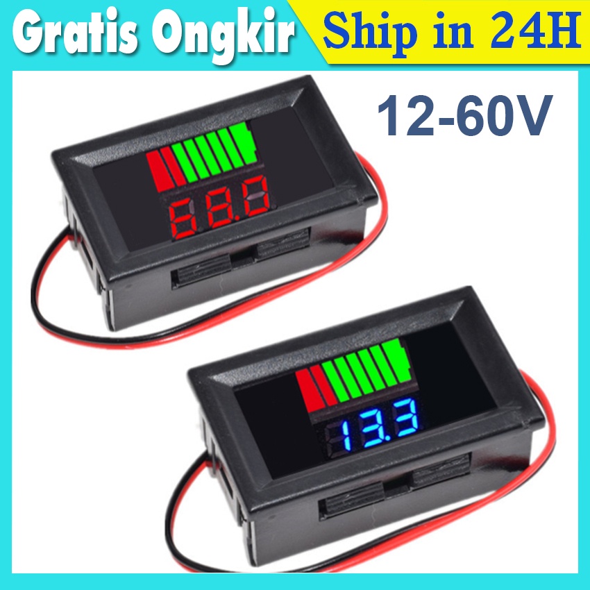 Jual Voltmeter Indikator Level Pengisian Baterai Aki 12V - 72V | Shopee