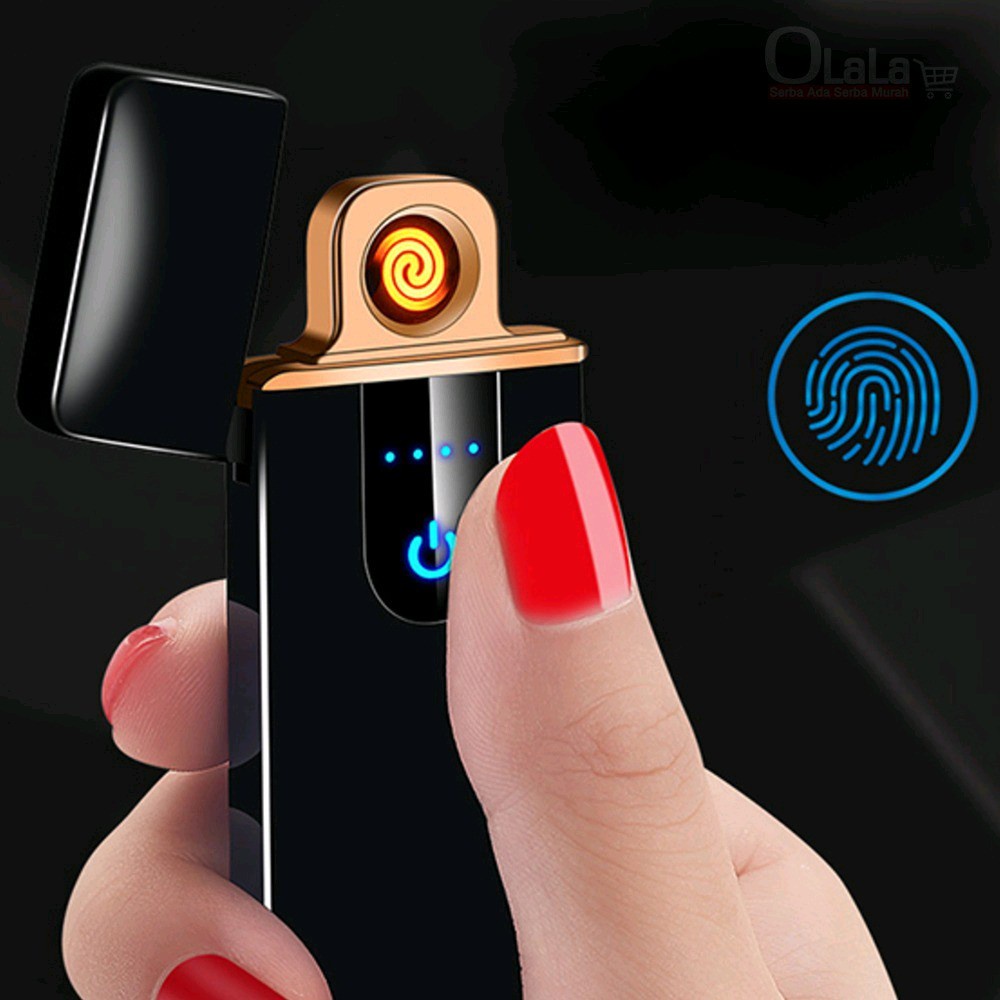 Jual Korek Api unik Elektrik USB Fingerprint Touch Sensor LED Screen DY ...