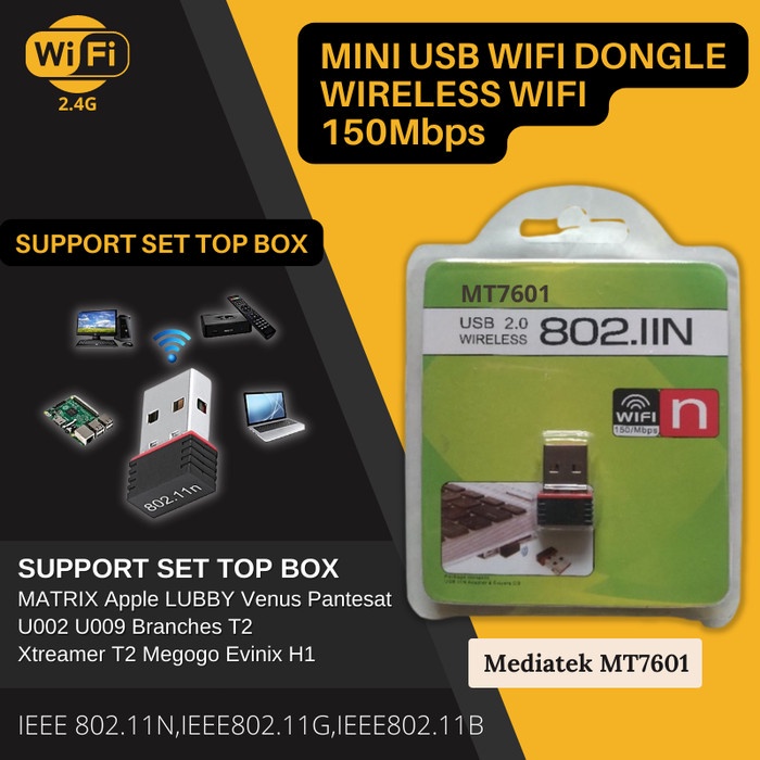 Jual MT 7601 Usb Wifi Dongle 150 Mbps Wireless Adapter Receiver Antena ...