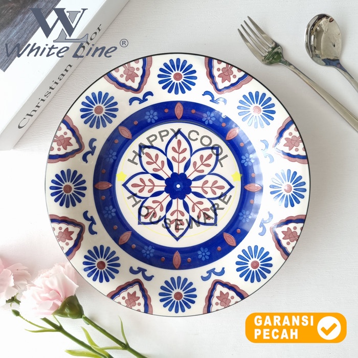 Jual WHITE LINE 1 Pcs OKINAWA Blue Dinner Plate 9 inch | Piring Makan ...