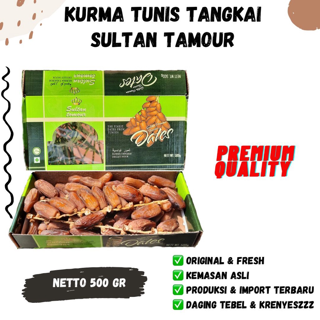 Jual ( BISA COD ) KURMA TUNISIA TANGKAI 500gr Tangkai Box Tunis Tangkai ...