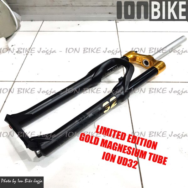 Jual fork 27.5 ION ud32 T140 air rebound black gold LIMITED EDITION
